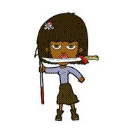comic cartoon woman with knife and harpoon N2