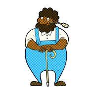comic cartoon farmer leaning on walking stick N2