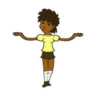 comic cartoon woman shrugging shoulders N84