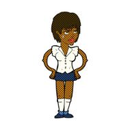 comic cartoon tough woman with hands on hips N2