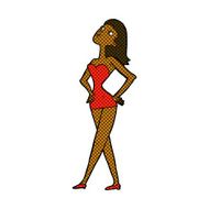 comic cartoon woman in party dress N2