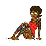 comic cartoon tattoo girl in swimsuit N2