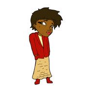comic cartoon woman with hands in pockets N2