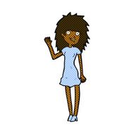 comic cartoon happy woman waving N2