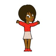comic cartoon woman with open arms N18