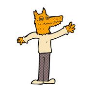 comic cartoon waving fox