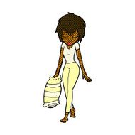 comic cartoon woman going to bed N2