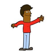 comic cartoon happy man waving N8