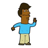 comic cartoon man giving peace sign N10