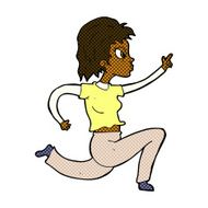 comic cartoon woman running and pointing N2