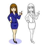 vector cartoon doodle title &quot;cute business women&quot;