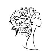 Female head sketch shopping concept for your design