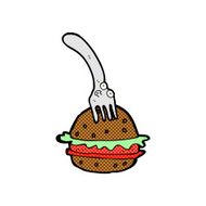 comic cartoon fork and burger
