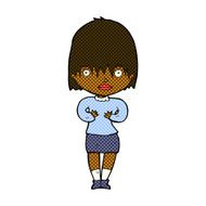 comic cartoon woman making Who Me? gesture N7
