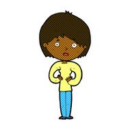 comic cartoon woman making Who Me? gesture N8