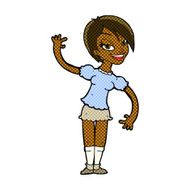 comic cartoon girl waving N4