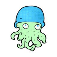 comic cartoon alien head wearing hat N2