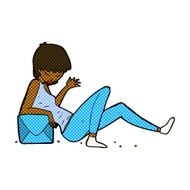 comic cartoon woman leaning on package box N2