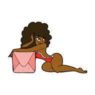 comic cartoon pin up woman with box N2