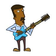 comic cartoon man playing electric guitar N3