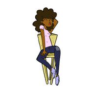 comic cartoon woman posing on chair N3