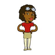comic cartoon retro pilot woman N2