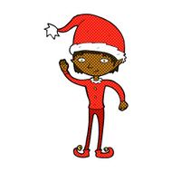 comic cartoon waving christmas elf N2