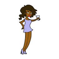 comic cartoon woman at party N4