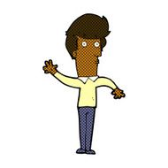 comic cartoon nervous man waving N3