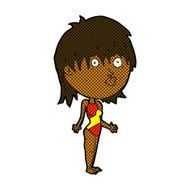 comic cartoon woman in swimsuit shrugging shoulders N2