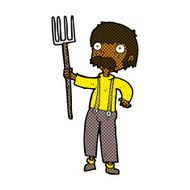 comic cartoon farmer with pitchfork N2