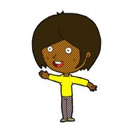 comic cartoon happy girl waving N2
