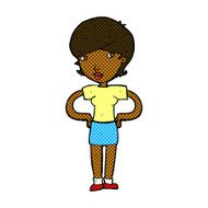 comic cartoon woman with hands on hips N41