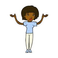 comic cartoon woman shrugging shoulders N95
