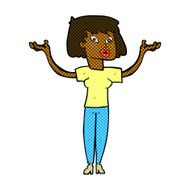 comic cartoon woman holding up hands N4