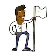 comic cartoon man planting flag N2