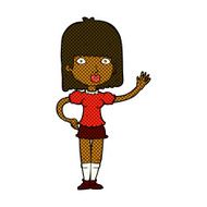 comic cartoon woman waving N68