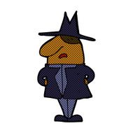 comic cartoon man in coat and hat N2
