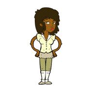 comic cartoon pretty woman with hands on hips N4