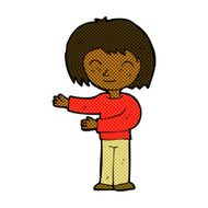 comic cartoon woman gestureing welcome N2