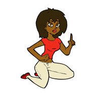 comic cartoon sitting woman with idea N2
