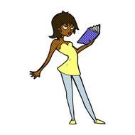 comic cartoon woman reading book N2