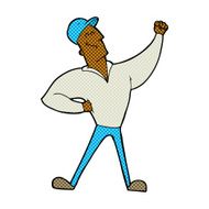 comic cartoon man striking heroic pose