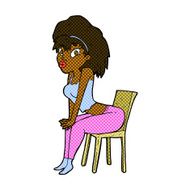 comic cartoon woman posing on chair N4