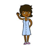 comic cartoon pretty woman waving N15