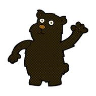 comic cartoon waving black bear N7