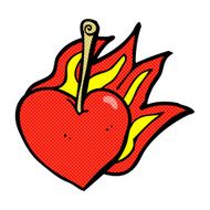 comic cartoon flaming heart cherry
