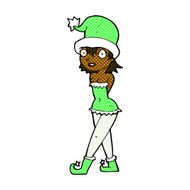 comic cartoon woman in christmas elf costume N2