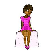 comic cartoon curious woman sitting