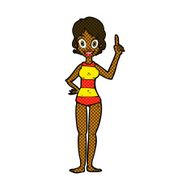 comic cartoon woman in striped swimsuit N2